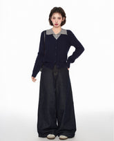 Polo Collar Layered Knit Cardigan - COPPING THREADS - CT Select